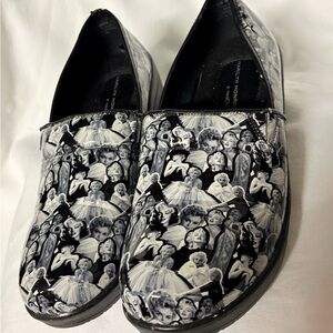 Women's Black and White Graphic Slip-On Shoes